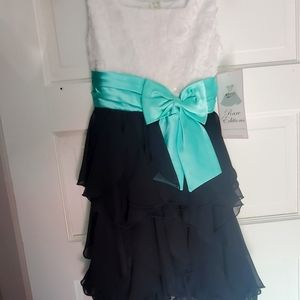 Black and white dress with satin ribbon